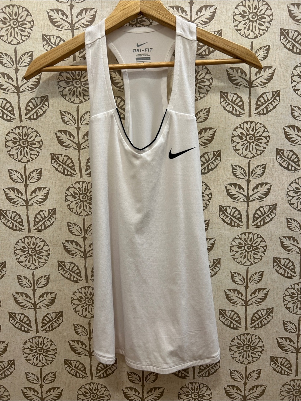 Nike White Dri-FIT Tank with Black Swoosh